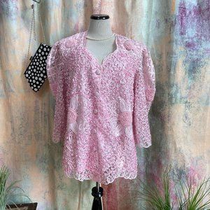 📌Frenchchic Marvelous Light Pink Floral Jacket - Top